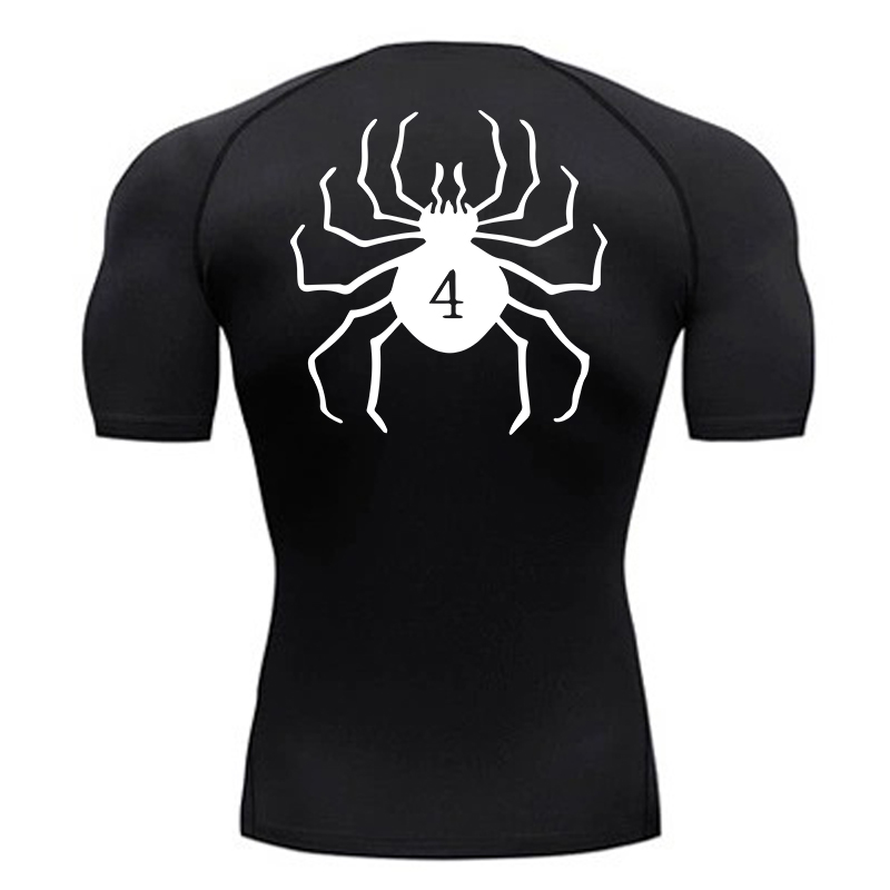 Rash Guard - メンズアスレチック速乾性Tシャツ、スパイダープリント圧縮シャツ、ジムワークアウトトップ、ランニングアンダーシャツ、baselayersラッシュガード