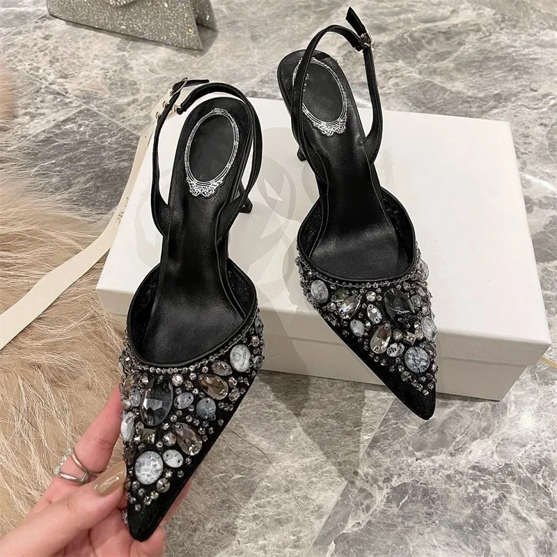 Water Shoes - 包頭ウォーターダイヤモンドレースクリスタルサンダル レディース新作ハイヒールウェディングシューズ セクシーで上品なシングルシューズ