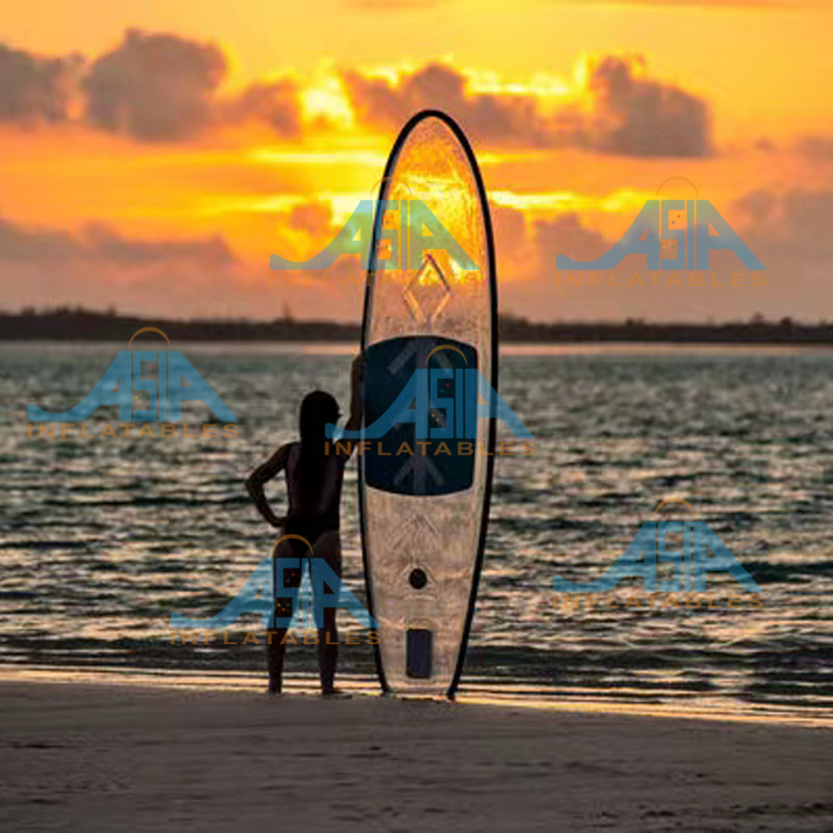 クリスタルクリアボトム サップ スタンドアップ 透明パドルボ - Surfboard Leash のレビューと価格