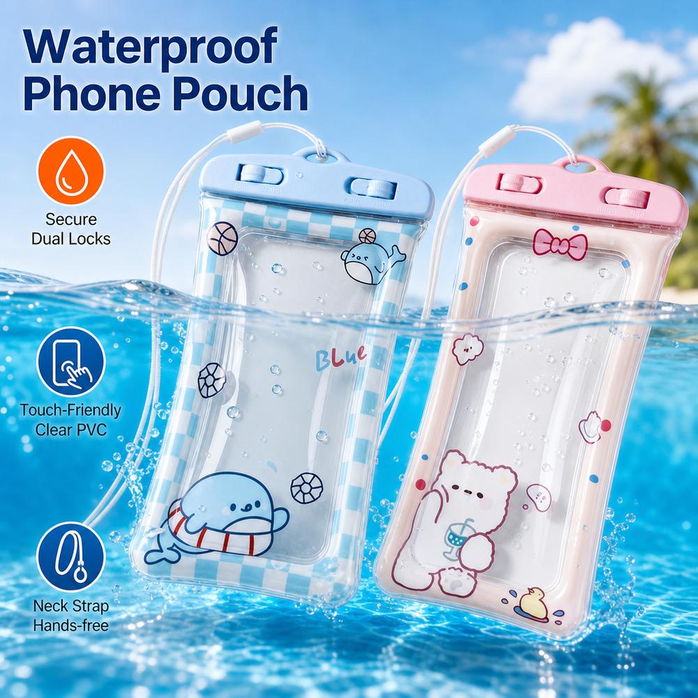 かわいいクマ防水電話ケース透明水中ドライバッグタッチスクリー - Dry Bag Waterproof のレビューと価格