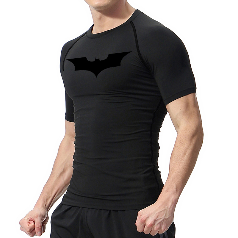 バットプリント圧縮シャツ男性夏半袖ラッシュガードジムトレーニ - Rash Guard のレビューと価格