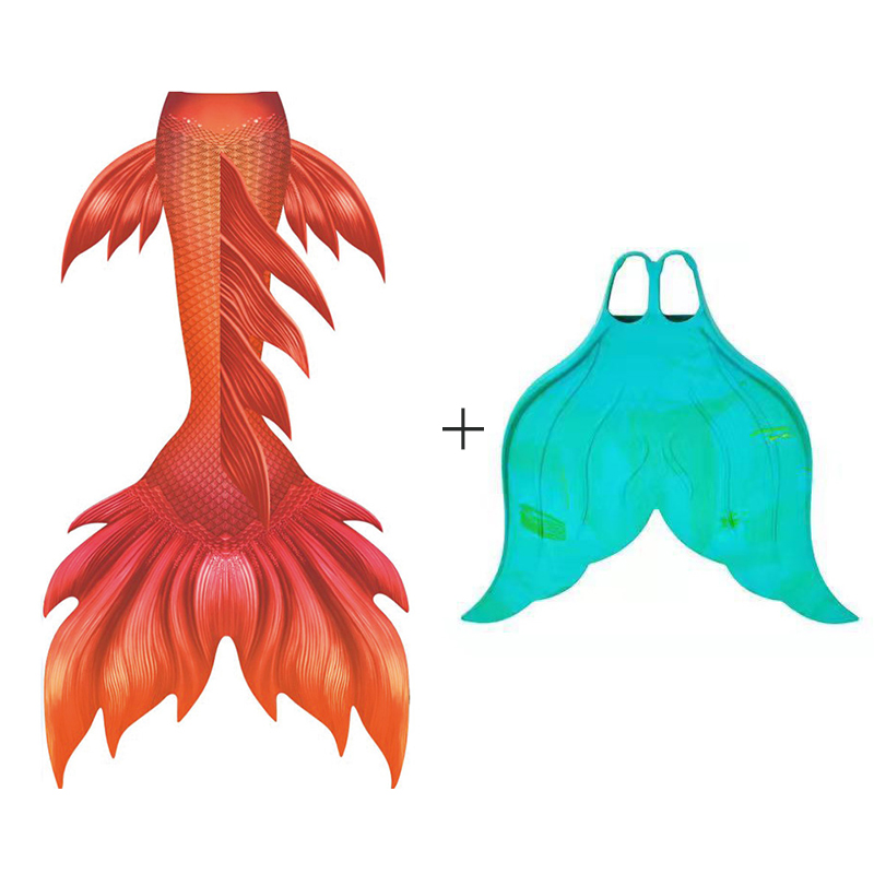 大人と子供のためのオレンジマーメイドテールスキンスイミングス - Swim Fins のレビューと価格