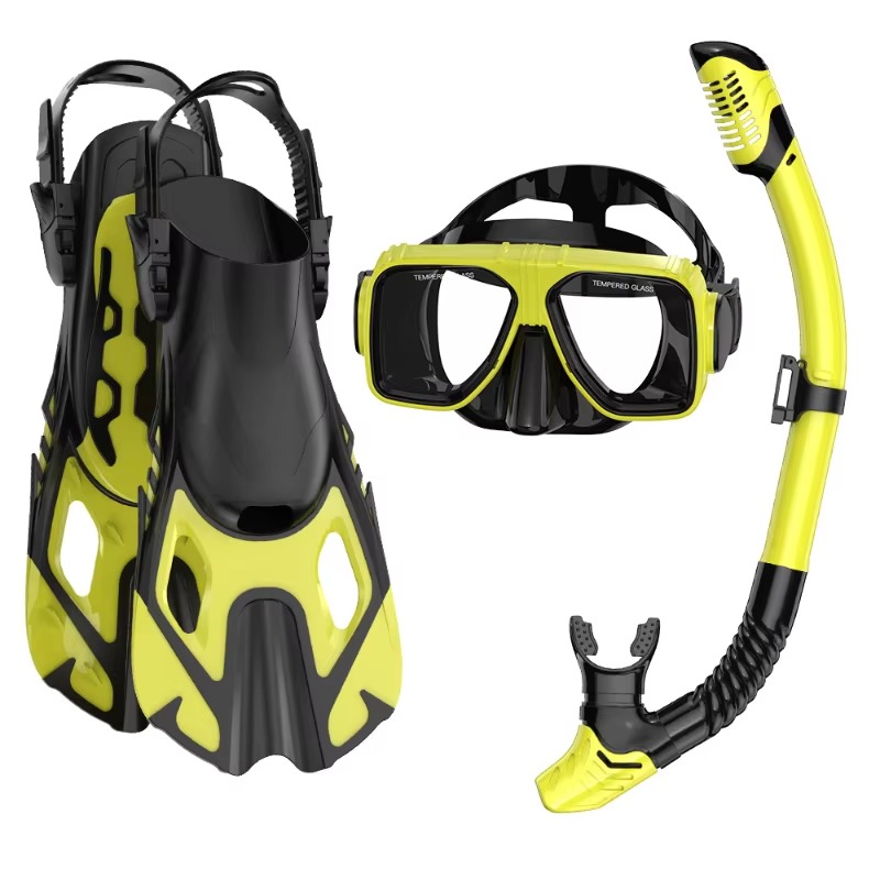 プロ仕様3ピースシュノーケルダイビングキット シリコンマスク - Swim Fins のレビューと価格